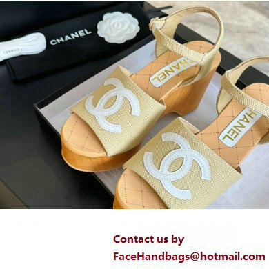 Chanel Fabric  &  Patent Calfskin Sandals G45555 Beige 2024